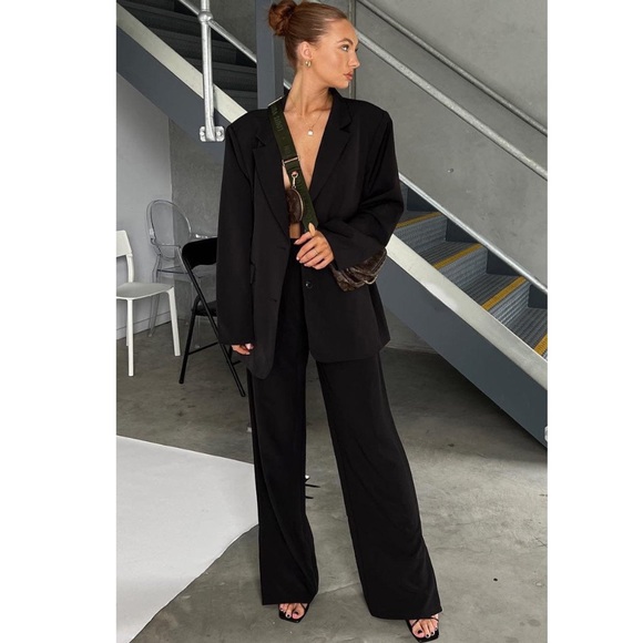 White Fox Press Pause Wide Leg Split Hem Pants Sz. Medium NWT - Picture 2 of 15